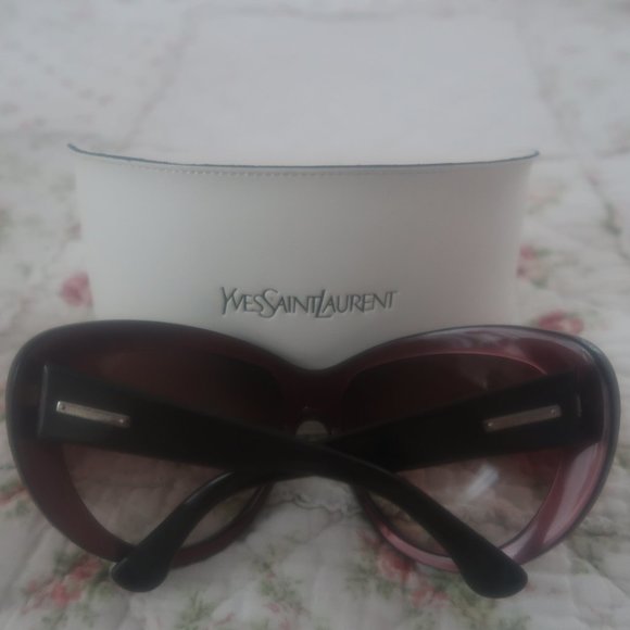 Authentic Yves Saint Laurent YSL 6135 Oversized Burgundy Sunglasses